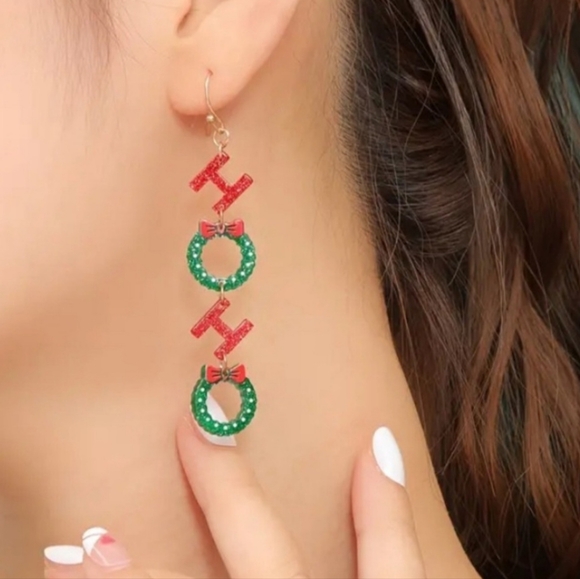 Sparkling HOHO Christmas Dangle Earrings - Picture 2 of 2